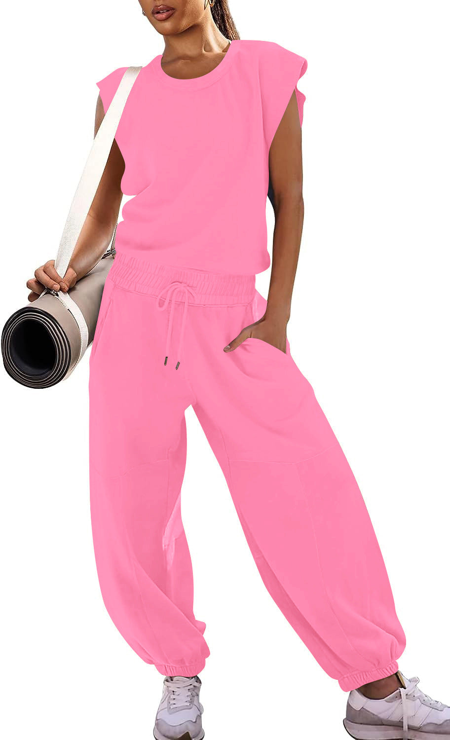 Damen lässiger Sweatanzug mit weiter Silhouette und elastischem Bund EB