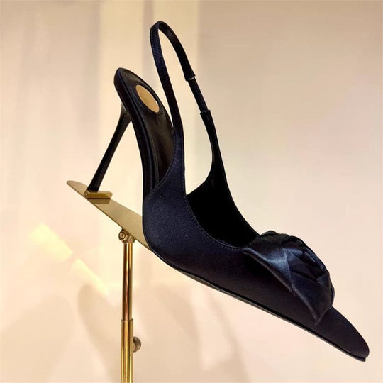 Damen Slingback Pumps mit eleganter Satinverzierung EB