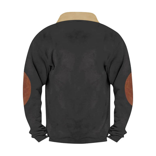 Herren Fleece-Pullover mit hohem Kragen und robusten applikationen EB