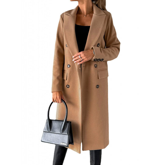 Damen Eleganter Doppelreihiger Mantel mit hochmodernem Schnitt EB