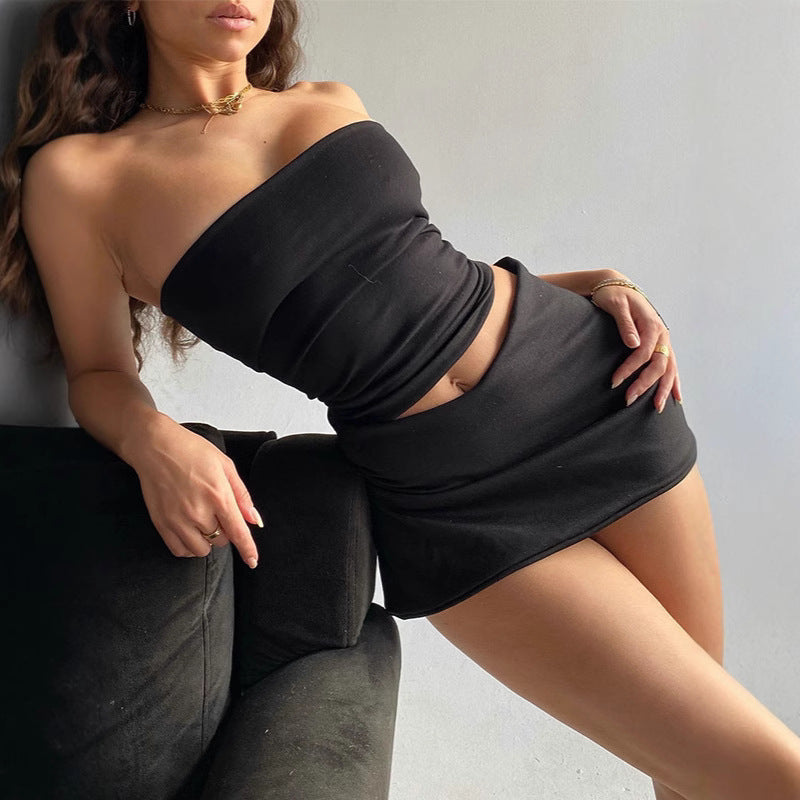 Damen Wickeloberteil und Minirock Set EB
