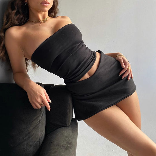 Damen Wickeloberteil und Minirock Set EB