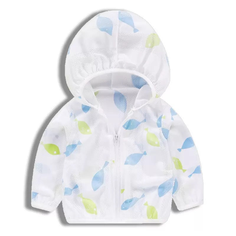 Unisex nan leichte kapuzen mesh sonnenschutzjacke mit süßem bärendruck EB
