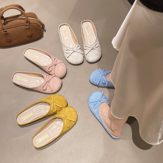 Damen elegante Slipper mit dekorativer Schleifenverzierung EB
