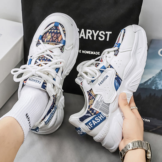 Damen Sportliche Plattform Sneakers mit buntem Muster und atmungsaktiver Außensohle EB