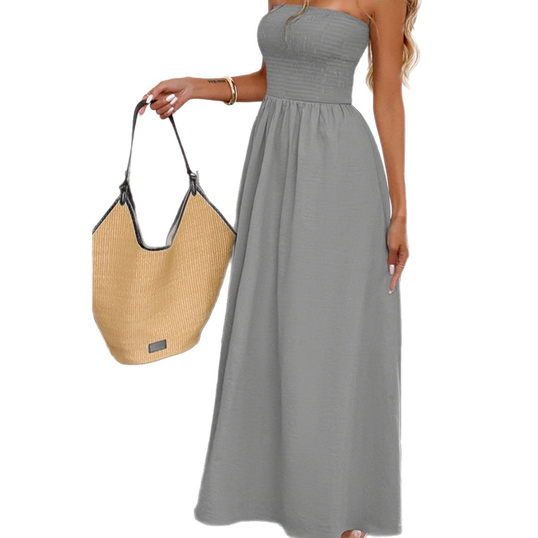 Damen Maxikleid mit gerafftem Oberteil und elastischem Bund EB
