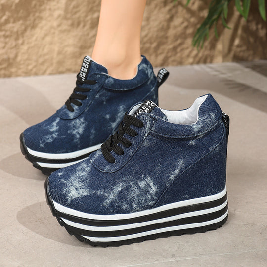 Damen Wedge-Sneaker im Denim-Look mit komfortablem Plateau EB