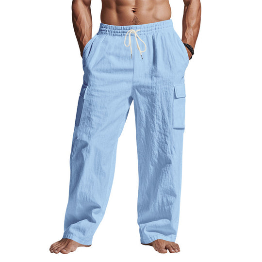 Herren nan lockere Cargo-Freizeithose mit elastischem Tunnelzugbund und mehreren Taschen EB