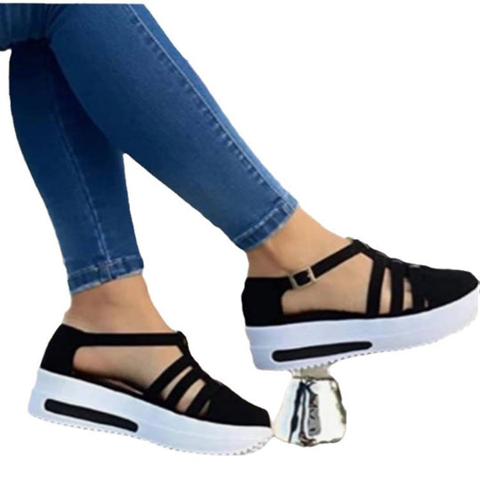 Damen Sportliche Plateau-Sneaker mit offenen Riemen EB