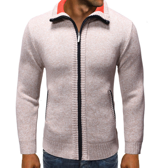 Herren Strickjacke mit Stehkragen und praktischen Taschen EB