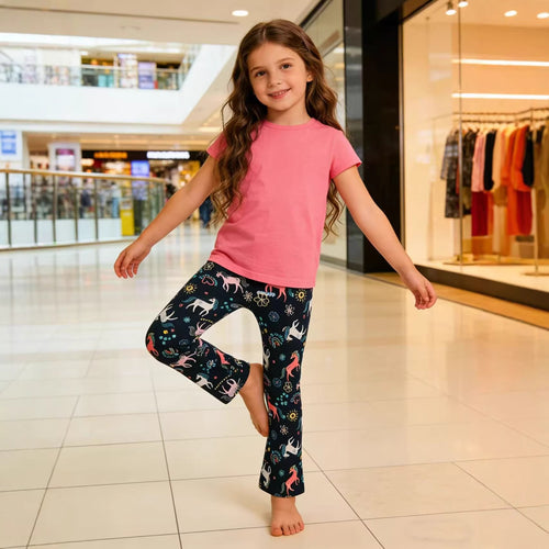 Mädchen Leggings mit verspieltem Einhorn- und Blütenmuster EB