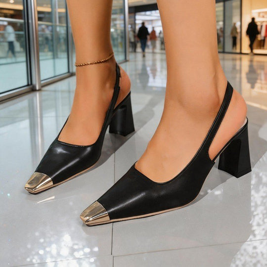 Damen Slingback-Pumps mit metallischem Zehenbereich EB