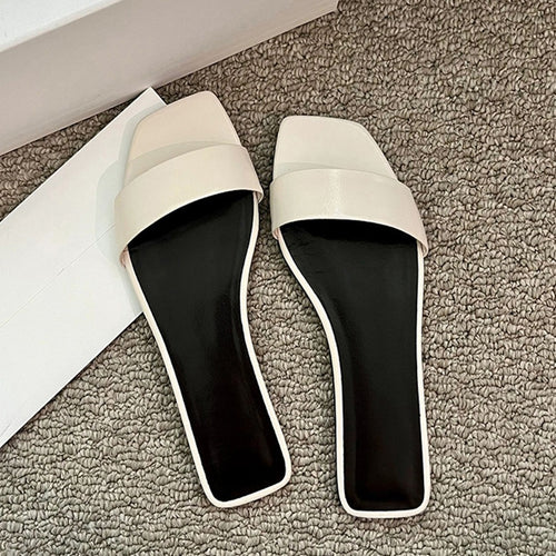 Damen Elegante und moderne Slides mit breitem Riemen EB