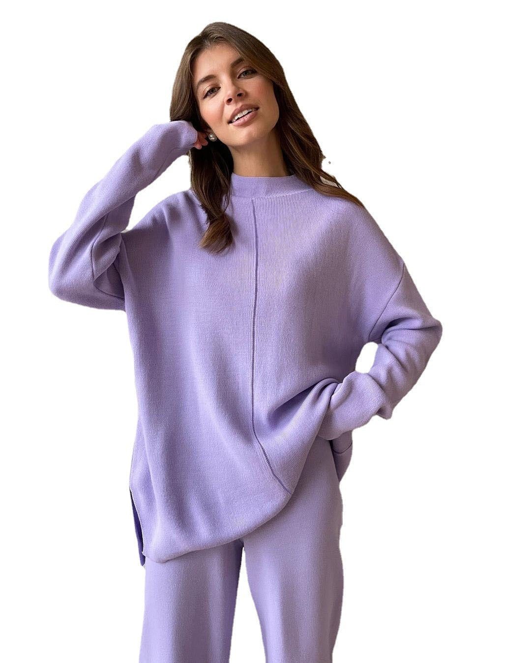 Damen lässiges Strickensemble mit weitem Schnitt und hohen Komfort EB