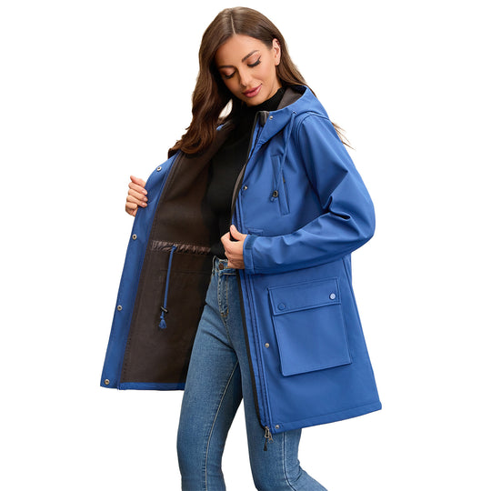 Damen funktionale Outdoor-Jacke mit verstellbarem Taillenzug und Innenfutter EB
