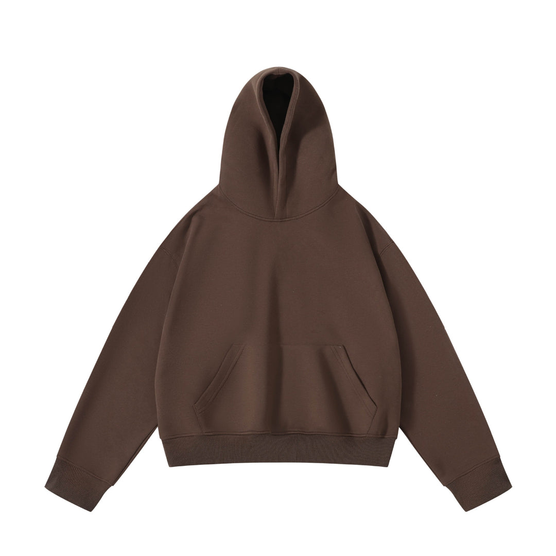 Unisex schwerer Oversize-Kapuzenpullover mit doppellagiger Kapuze Kängurutasche und breitem Rippbund EB