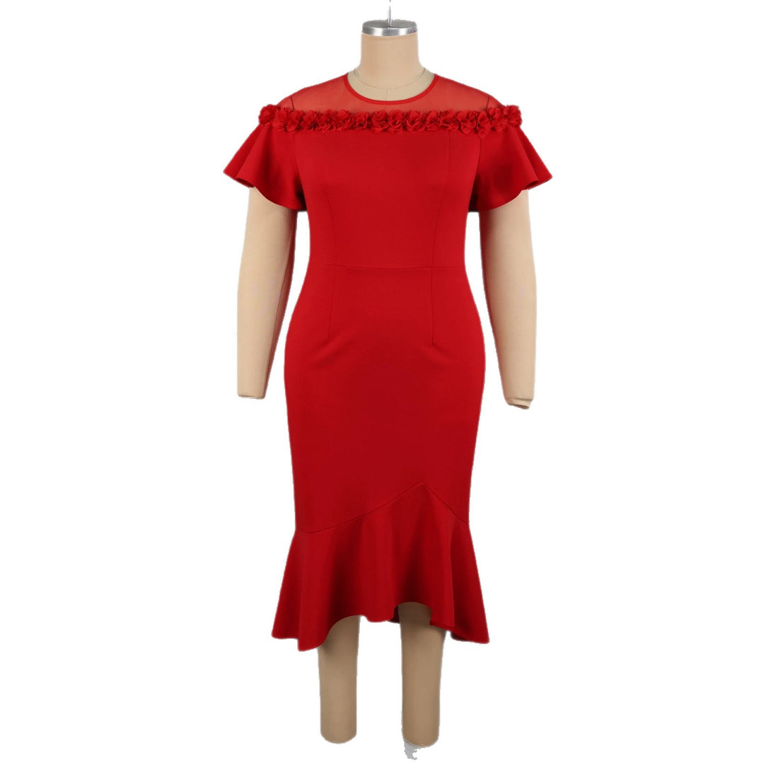 Damen Elegantes Kleid mit floralem Akzent und schwingendem Saum EB