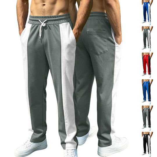 Herren nan sportliche Jogginghose mit Kontrast-Seiteneinsätzen, elastischem Bund, Kordelzug und Seitentaschen EB