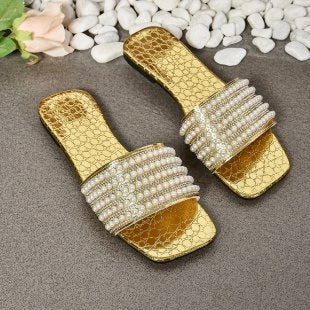 Damen Glamouröse Riemen-Sandalen mit Perlen-Applikation EB