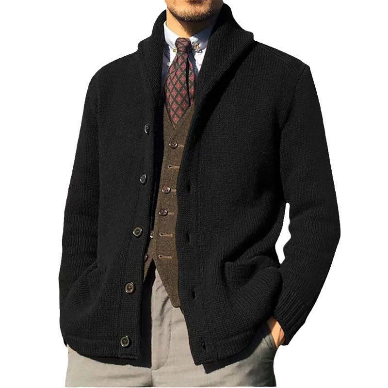 Herren Strickjacke mit schickem Kragen und Knopfdetails EB