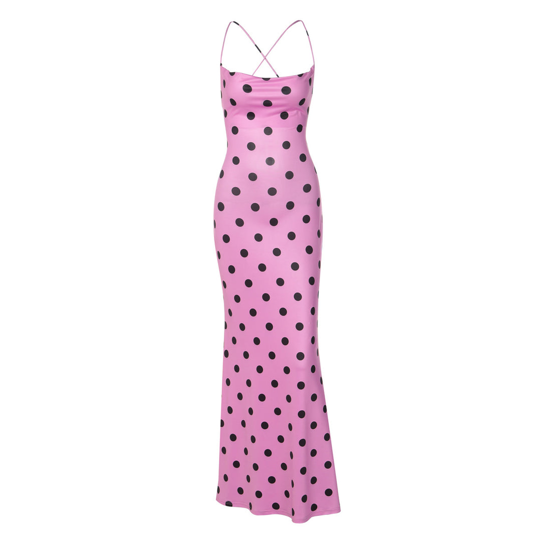 Damen Maxikleid mit anspruchsvoller Kragen- und Trägerdetails EB