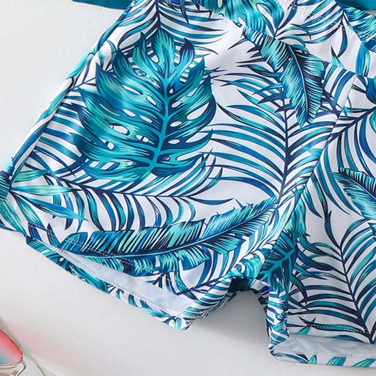 Damen Sport Tankini Set mit stilvollem Volant und floralem Muster EB