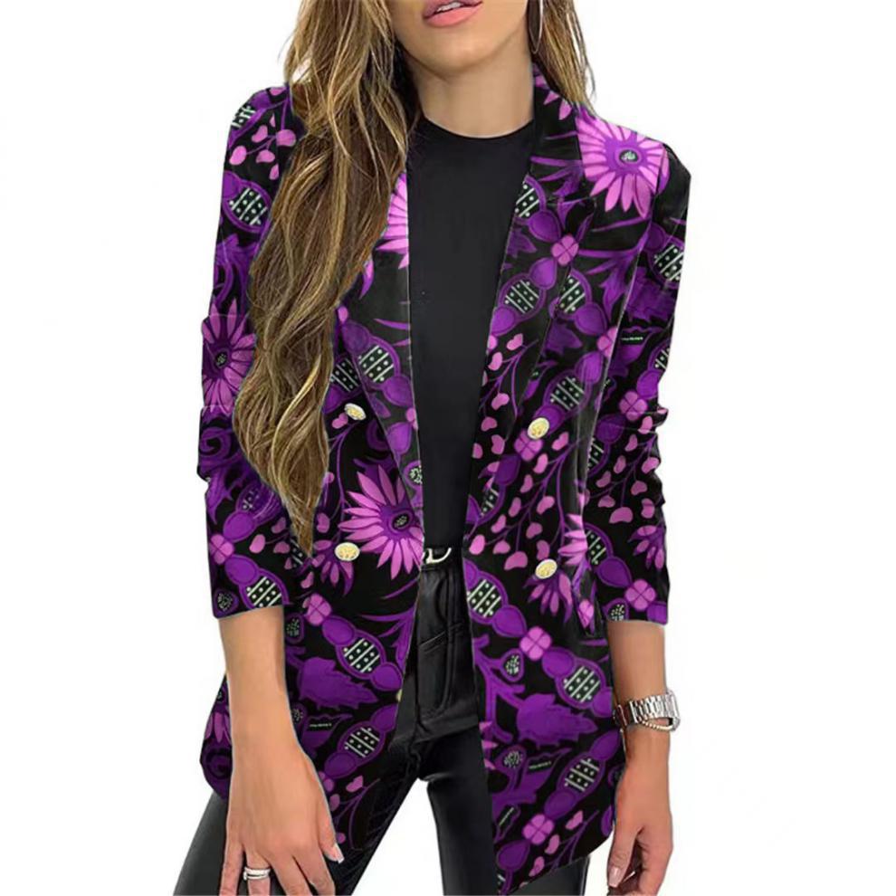 Damen Modischer Blazer mit floralem Muster und oversized Schnitt EB