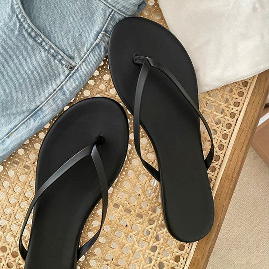 Damen Elegante Flip-Flops mit glänzendem Riemendesign EB