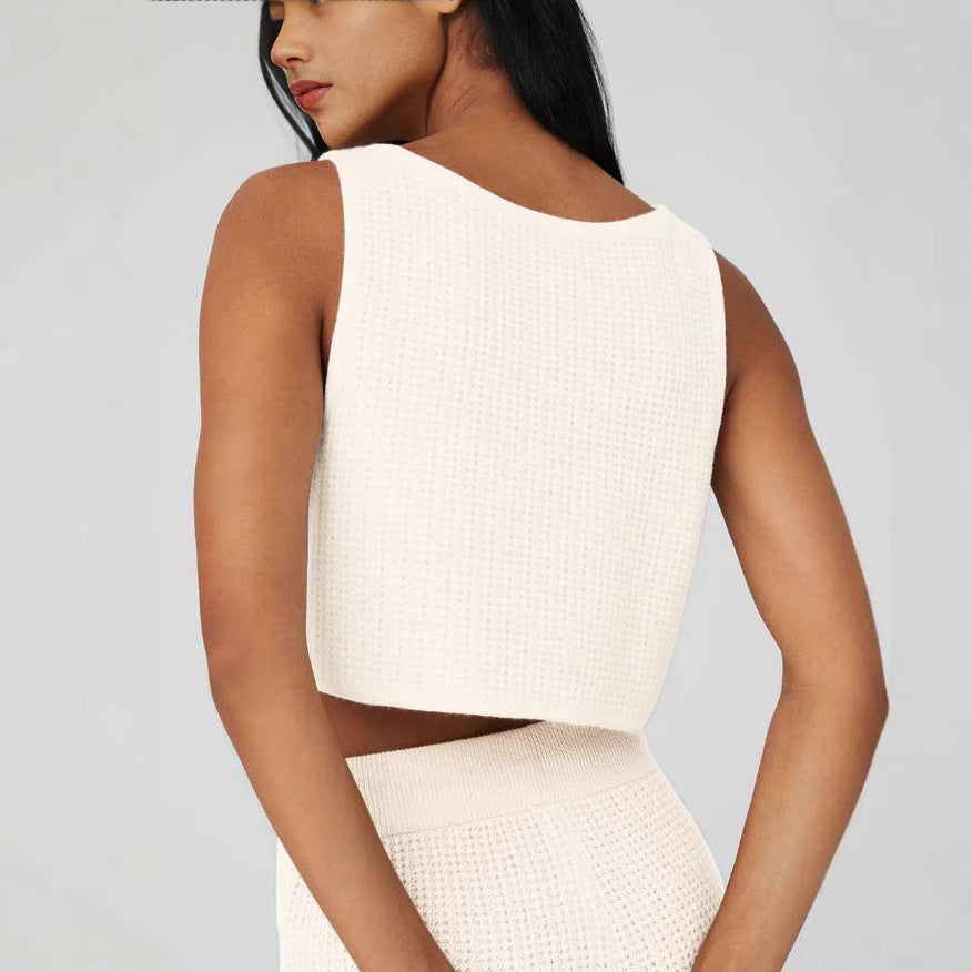 Damen lässiges Crop-Top und Shorts Set aus atmungsaktiver Baumwolle EB