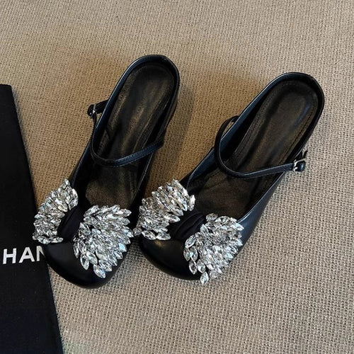 Damen elegante Slingback-Pantoletten mit funkelnden Strassdetails EB