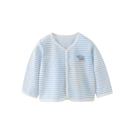 Unisex Nan Soft Organic Cotton Snap-Front Baby Cardigan mit besticktem Elefanten EB