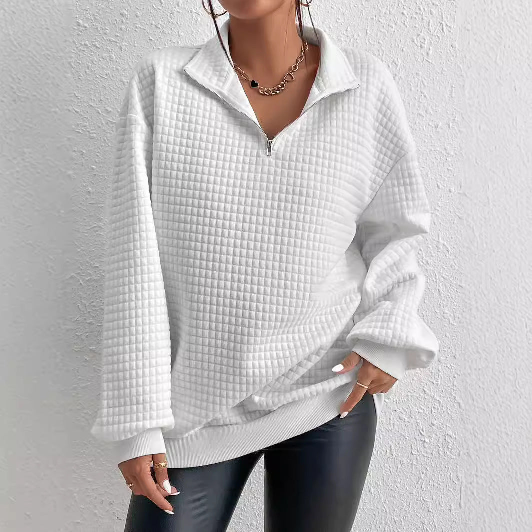Damen Sweater mit hohem Kragen und strukturierter Oberfläche EB