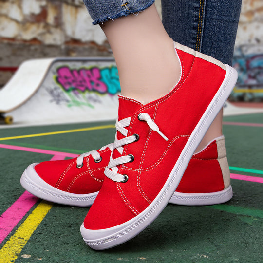 Damen Bequeme Canvas Sneakers mit atmungsaktiver Innensohle EB