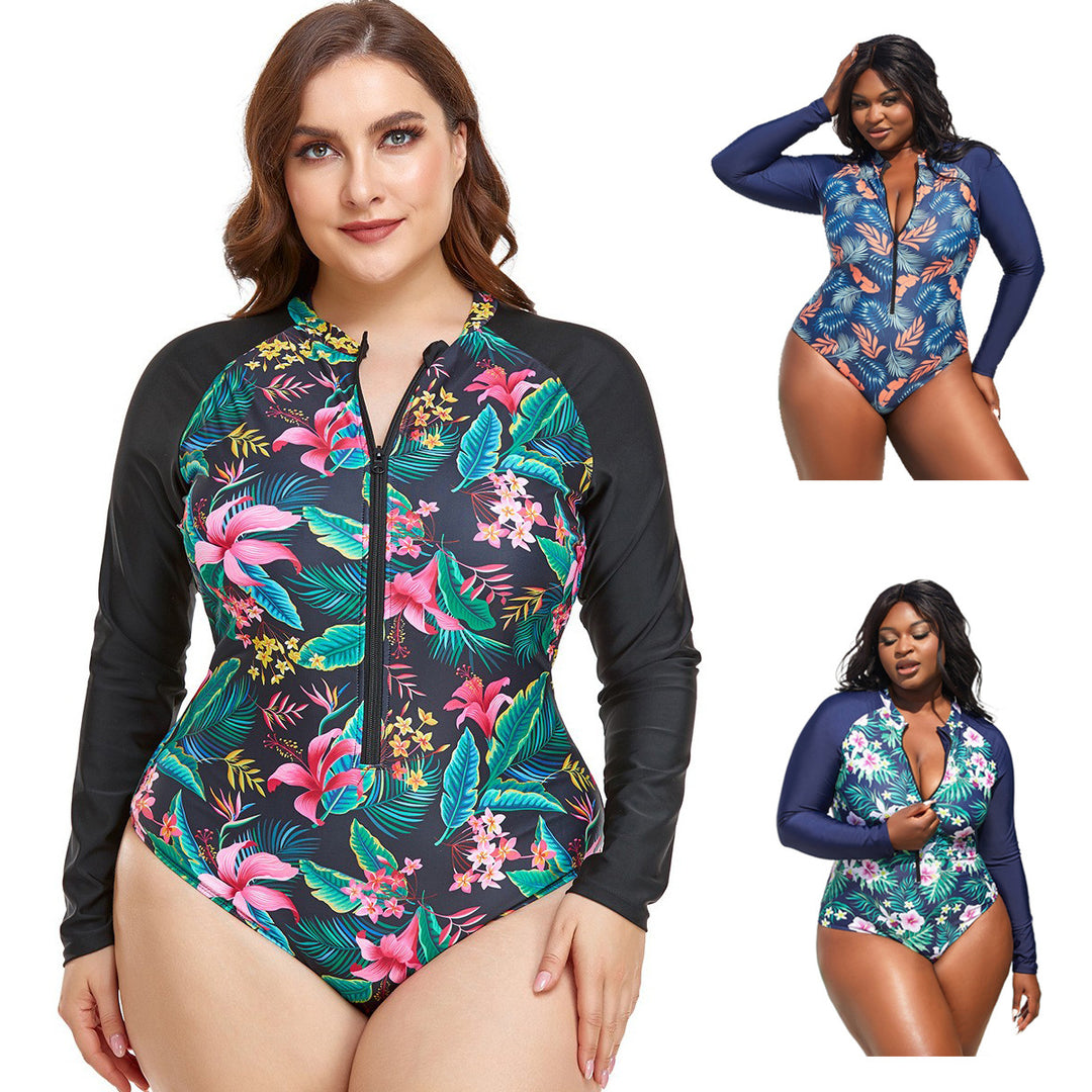 Damen Rashguard Badeanzug mit floralem Muster EB