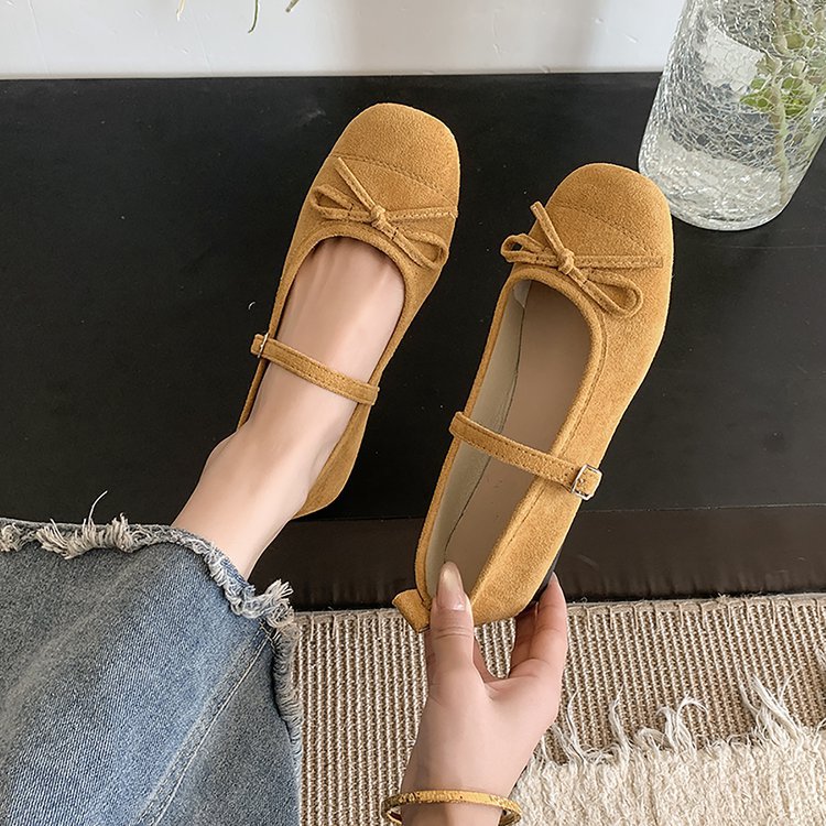 Damen elegante Ballerinas mit modischem Riemen und Schleifenakzent EB