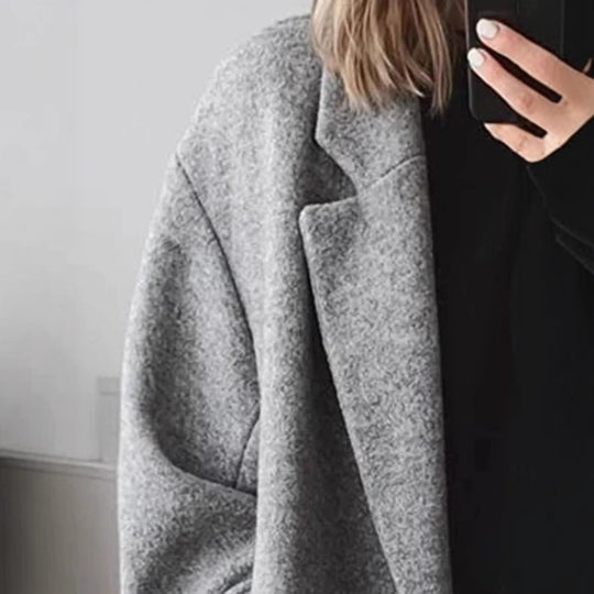 Damen Wollmantel mit strukturiertem Design und oversized Schnitt EB