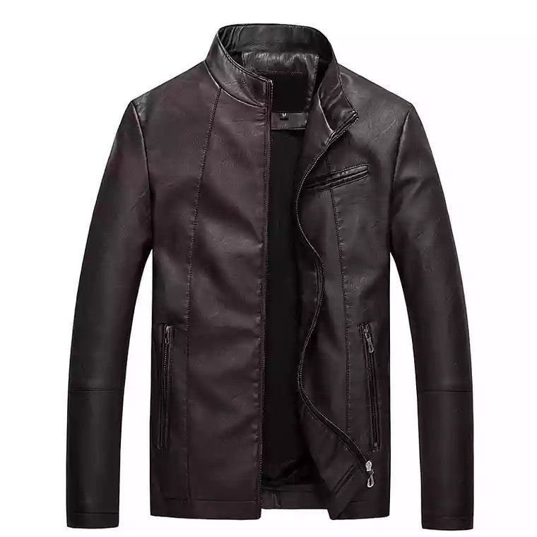 Herren modische Kunstlederjacke mit stylischem Steppdesign EB