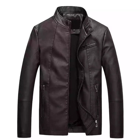 Herren modische Kunstlederjacke mit stylischem Steppdesign EB