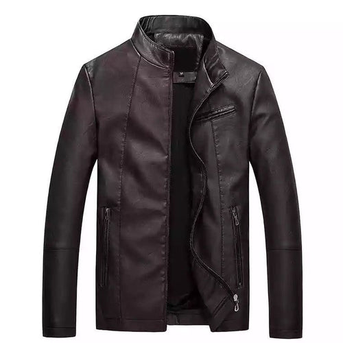 Herren modische Kunstlederjacke mit stylischem Steppdesign EB