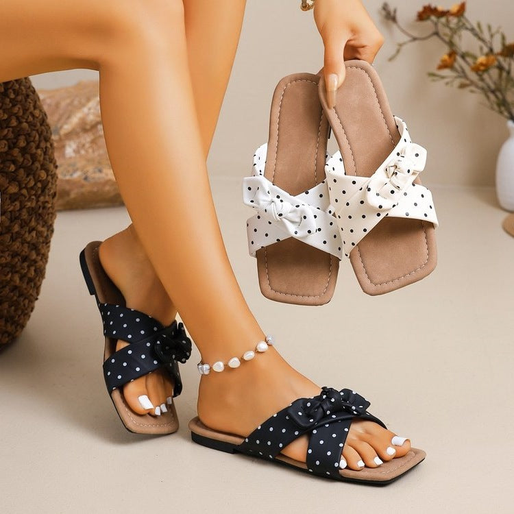 Damen modische Slippers mit Schleifen-Applikation EB