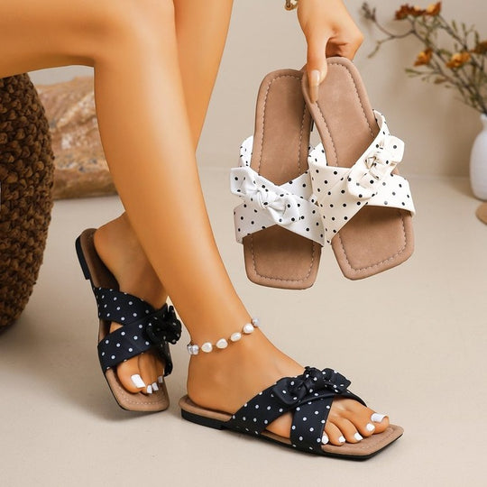 Damen modische Slippers mit Schleifen-Applikation EB