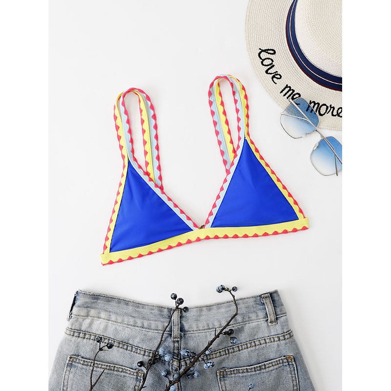 Damen Triangel-Bikini mit buntem Spitzenband EB
