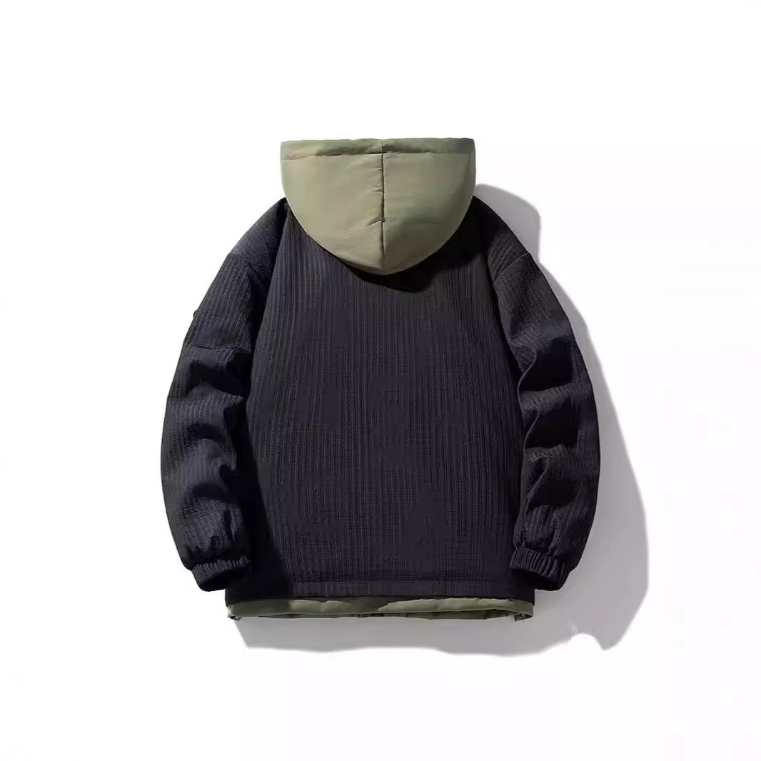 Herren Zweilagige Kapuzenjacke mit Fleece-Innenfutter und Allover-Sketch-Print EB