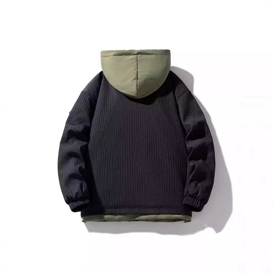 Herren Zweilagige Kapuzenjacke mit Fleece-Innenfutter und Allover-Sketch-Print EB