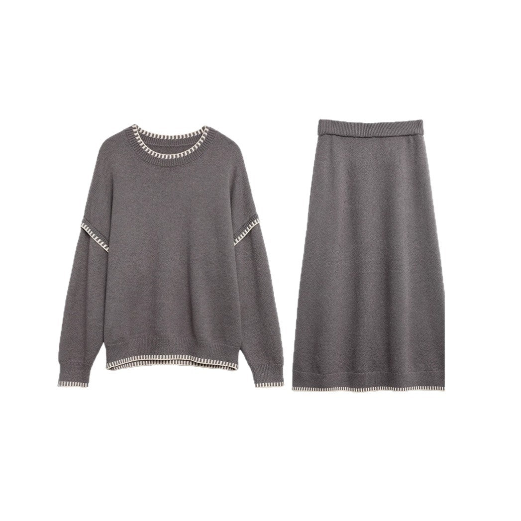 Damen Strickensemble mit lässigem Schnitt und dekorativen Akzenten EB