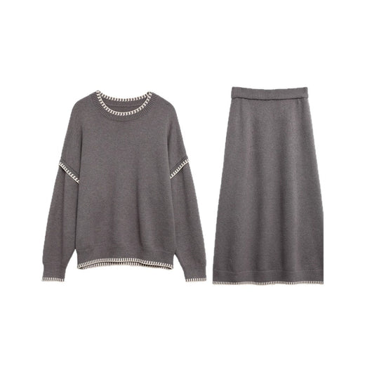 Damen Strickensemble mit lässigem Schnitt und dekorativen Akzenten EB