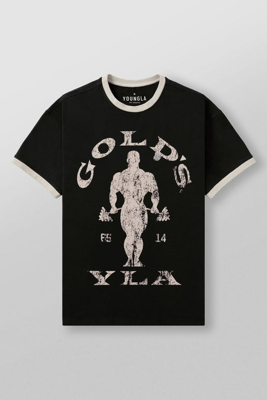 Herren nan Vintage Trainingsshirt mit Rundhalsausschnitt Kontrastbündchen und Retro-Bodybuilding-Druck EB