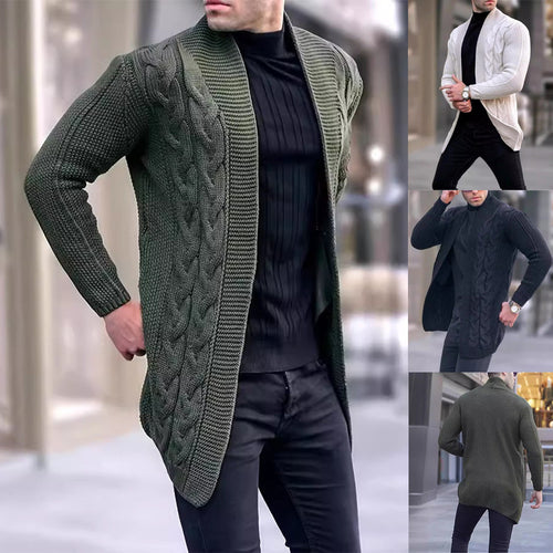 Herren Grobstrick Cardigan mit modischem Zopfmuster und lässigem Schnitt EB