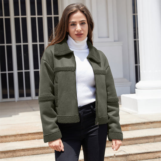 Damen Übergangsjacke mit weichem Fleece und stylischem Kragen EB