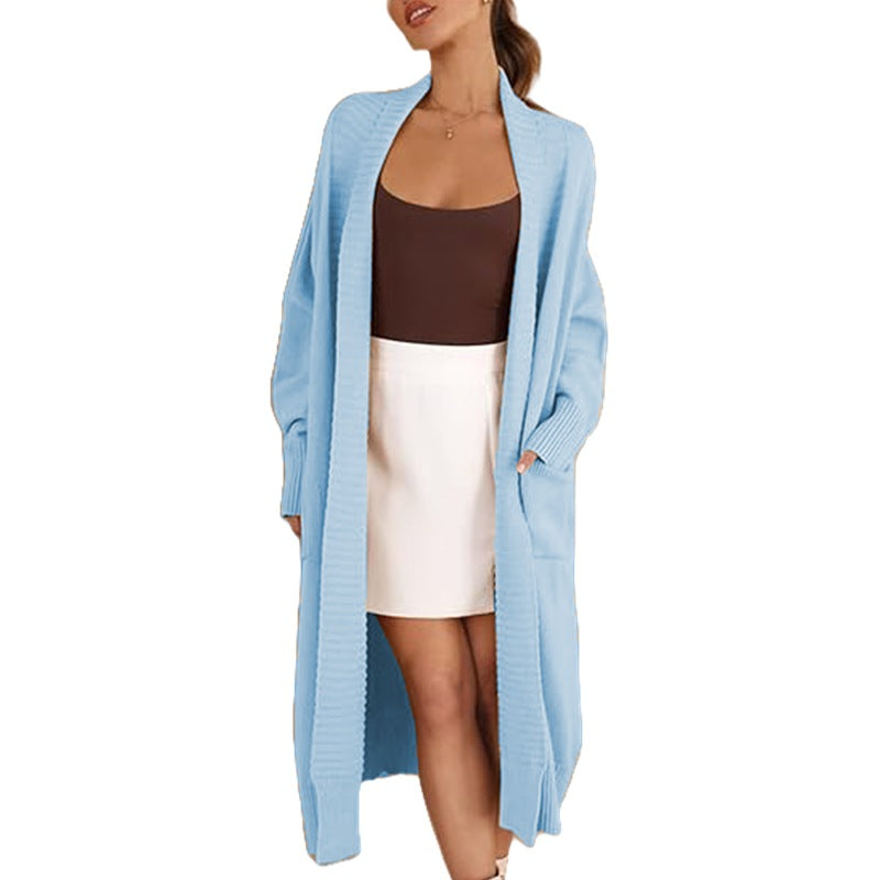 Damen langärmeliger Strickcardigan mit großen Taschen und lässigem Schnitt EB